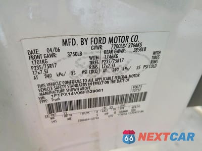 Zdjęcie 12 z 12 samochodu: 2006 FORD F150 VIN:1FTPX14V06FB29061 - miniatura
