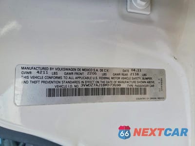 Zdjęcie 12 z 12 samochodu: 2011 VOLKSWAGEN JETTA SE VIN:3VWDZ7AJ1BM373598 - miniatura