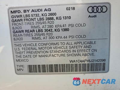 Zdjęcie 13 z 13 samochodu: 2018 AUDI SQ5 PRESTIGE VIN:WA1C4AFY6J2142096 - miniatura