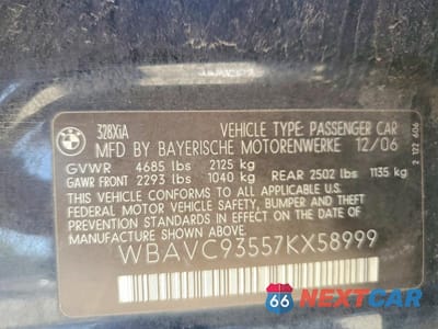 Zdjęcie 12 z 12 samochodu: 2007 BMW 328 XI VIN:WBAVC93557KX58999 - miniatura