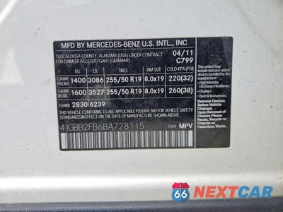Zdjęcie 12 z 12 samochodu: 2011 MERCEDES-BENZ ML 350 BLUETEC VIN:4JGBB2FB6BA728115 - miniatura