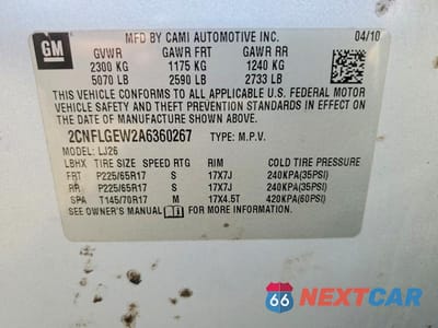 Zdjęcie 14 z 14 samochodu: 2010 CHEVROLET EQUINOX LTZ VIN:2CNFLGEW2A6360267 - miniatura