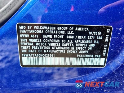 Zdjęcie 12 z 12 samochodu: 2017 VOLKSWAGEN PASSAT S VIN:1VWAT7A30HC026201 - miniatura