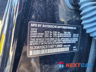 Zdjęcie 12 z 12 samochodu: 2017 BMW X3 XDRIVE28I VIN:5UXWX9C51H0T13909 - miniatura
