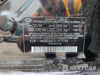 Zdjęcie 12 z 12 samochodu: 2014 HYUNDAI ELANTRA LIMITED VIN:5NPDH4AE6EH476288 - miniatura