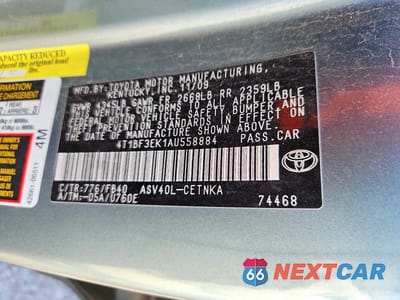 Zdjęcie 12 z 12 samochodu: 2010 TOYOTA CAMRY LE VIN:4T1BF3EK1AU558884 - miniatura