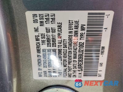Zdjęcie 13 z 13 samochodu: 2009 HONDA CR-V LX VIN:5J6RE38369L021062 - miniatura