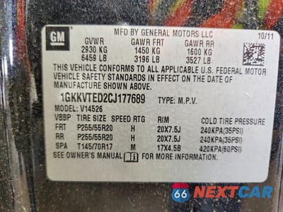 Zdjęcie 13 z 13 samochodu: 2012 GMC ACADIA DENALI VIN:1GKKVTED2CJ177689 - miniatura
