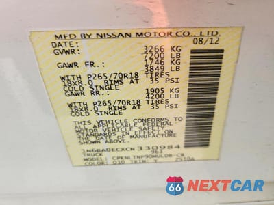 Zdjęcie 12 z 12 samochodu: 2012 NISSAN TITAN SV VIN:1N6BA0ECXCN330984 - miniatura