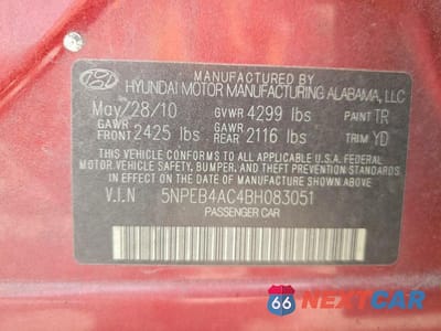 Zdjęcie 12 z 12 samochodu: 2011 HYUNDAI SONATA GLS VIN:5NPEB4AC4BH083051 - miniatura