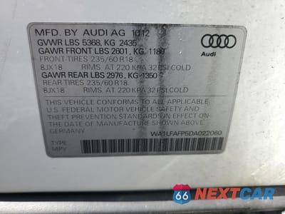 Zdjęcie 13 z 13 samochodu: 2013 AUDI Q5 PREMIUM PLUS VIN:WA1LFAFP5DA022060 - miniatura