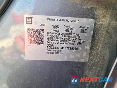 Zdjęcie 12 z 12 samochodu: 2018 CHEVROLET CRUZE LT VIN:1G1BE5SM1J7235080 - miniatura