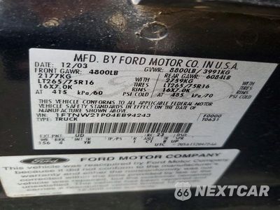 Zdjęcie 12 z 12 samochodu: 2004 FORD F250 SUPER DUTY VIN:1FTNW21P04EB94243 - miniatura