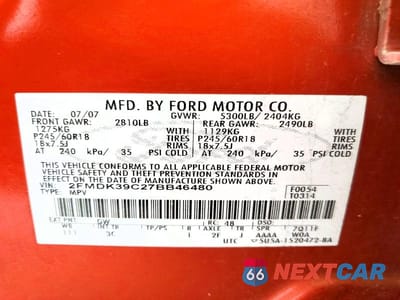 Zdjęcie 13 z 13 samochodu: 2007 FORD EDGE VIN:2FMDK39C27BB46480 - miniatura