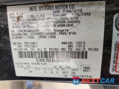 Zdjęcie 13 z 13 samochodu: 2010 LINCOLN MKZ VIN:3LNHL2GC8AR646907 - miniatura