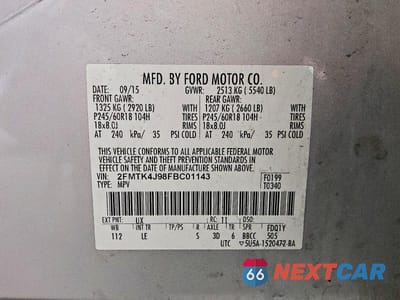Zdjęcie 13 z 13 samochodu: 2015 FORD EDGE SEL VIN:2FMTK4J98FBC01143 - miniatura