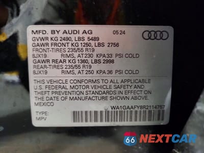 Zdjęcie 13 z 13 samochodu: 2024 AUDI Q5 PREMIUM 45 VIN:WA1GAAFY8R2114757 - miniatura