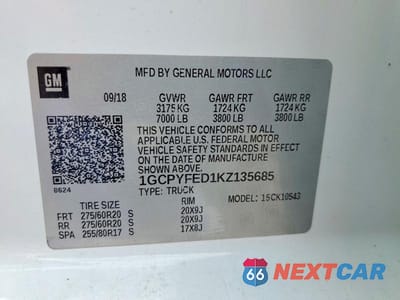 Zdjęcie 12 z 12 samochodu: 2019 CHEVROLET SILVERADO K1500 LT TRAIL BOSS VIN:1GCPYFED1KZ135685 - miniatura