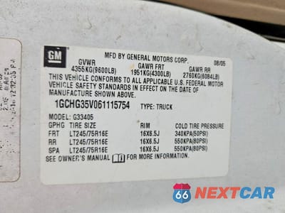 Zdjęcie 13 z 13 samochodu: 2006 CHEV EXPRESS G3500 VIN:1GCHG35V061115754 - miniatura