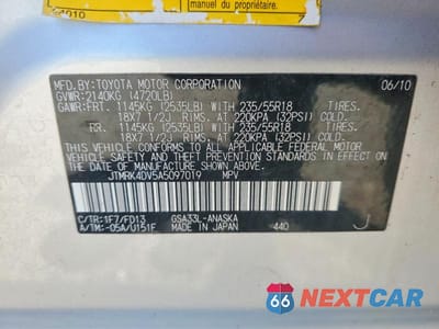 Zdjęcie 13 z 13 samochodu: 2010 TOYOTA RAV4 SPORT VIN:JTMRK4DV5A5097019 - miniatura