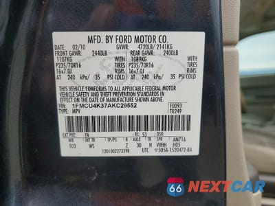 Zdjęcie 13 z 13 samochodu: 2010 FORD ESCAPE HYBRID VIN:1FMCU4K37AKC29552 - miniatura