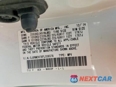 Zdjęcie 13 z 13 samochodu: 2015 HONDA CR-V EXL VIN:5J6RM3H78FL006578 - miniatura