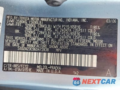 Zdjęcie 13 z 13 samochodu: 2006 TOYOTA SIENNA LE 8 PASSENGER VIN:5TDZA23C96S472838 - miniatura