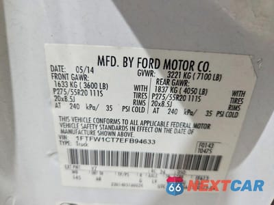 Zdjęcie 12 z 12 samochodu: 2014 FORD F150 SUPERCREW VIN:1FTFW1CT7EFB94633 - miniatura