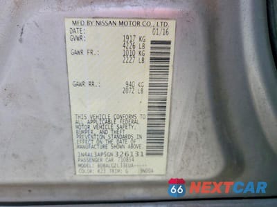 Zdjęcie 12 z 12 samochodu: 2016 NISSAN ALTIMA S/L VIN:1N4AL3AP5GN326131 - miniatura