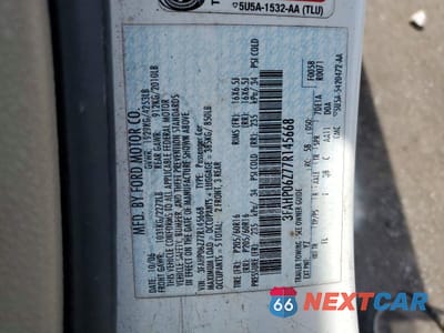Zdjęcie 12 z 12 samochodu: 2007 FORD FUSION S VIN:3FAHP06Z77R145668 - miniatura