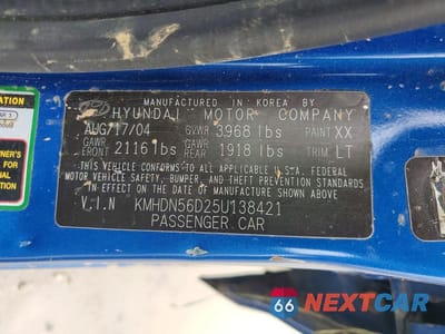 Zdjęcie 12 z 12 samochodu: 2005 HYUNDAI ELANTRA GLS VIN:KMHDN56D25U138421 - miniatura