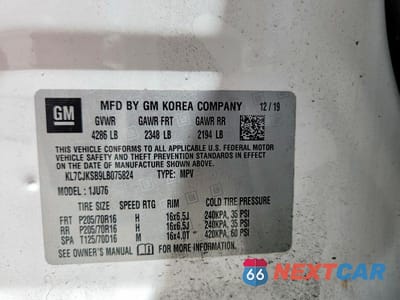 Zdjęcie 13 z 13 samochodu: 2020 CHEVROLET TRAX LS VIN:KL7CJKSB9LB075824 - miniatura