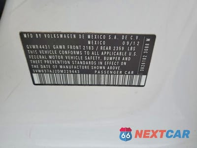 Zdjęcie 12 z 12 samochodu: 2013 VOLKSWAGEN JETTA HYBRID VIN:3VW637AJ2DM229443 - miniatura
