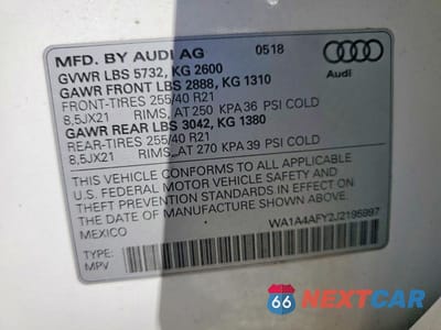 Zdjęcie 13 z 13 samochodu: 2018 AUDI SQ5 PREMIUM PLUS VIN:WA1A4AFY2J2195997 - miniatura