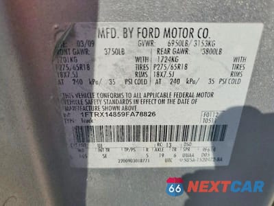 Zdjęcie 12 z 12 samochodu: 2009 FORD F150 SUPER CAB VIN:1FTRX14859FA78826 - miniatura