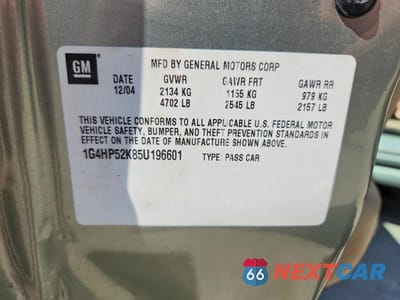 Zdjęcie 12 z 12 samochodu: 2005 BUICK LESABRE CUSTOM VIN:1G4HP52K85U196601 - miniatura