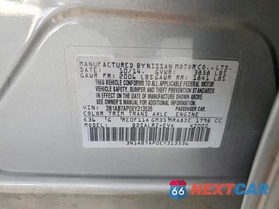 Zdjęcie 12 z 12 samochodu: 2014 NISSAN SENTRA SR VIN:3N1AB7AP0EY313536 - miniatura