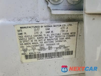 Zdjęcie 12 z 12 samochodu: 2008 NISSAN ALTIMA 2.5 VIN:1N4AL21E68N431805 - miniatura