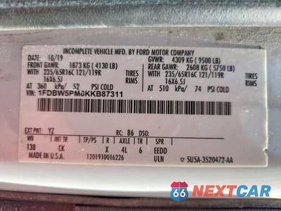 Zdjęcie 14 z 14 samochodu: 2019 FORD TRANSIT T- VIN:1FDBW5PM6KKB87311 - miniatura