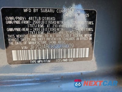 Zdjęcie 12 z 12 samochodu: 2025 SUBARU CROSSTREK VIN:JF2GUABC8S8239009 - miniatura