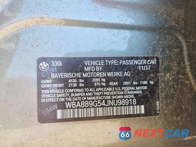 Zdjęcie 12 z 12 samochodu: 2018 BMW 330 I VIN:WBA8B9G54JNU98918 - miniatura