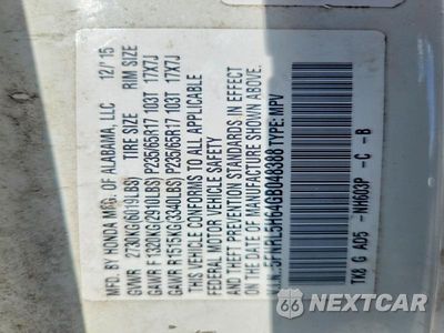 Zdjęcie 13 z 13 samochodu: 2016 HONDA ODYSSEY EXL VIN:5FNRL5H64GB048388 - miniatura