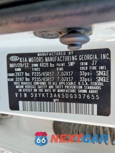 Zdjęcie 12 z 12 samochodu: 2013 KIA SORENTO LX VIN:5XYKT3A65DG337655 - miniatura