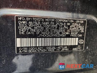 Zdjęcie 12 z 12 samochodu: 2009 LEXUS IS 250 VIN:JTHCK262X95029581 - miniatura