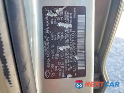 Zdjęcie 12 z 12 samochodu: 2009 HYUNDAI SANTA FE GLS VIN:5NMSG13D19H316884 - miniatura
