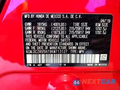 Zdjęcie 13 z 13 samochodu: 2019 HONDA HR-V EXL VIN:3CZRU5H79KM713127 - miniatura