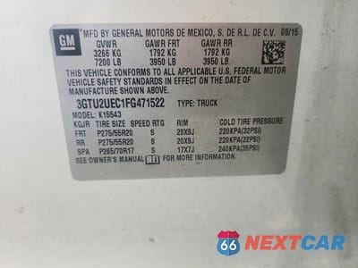 Zdjęcie 12 z 12 samochodu: 2015 GMC SIERRA K1500 SLE VIN:3GTU2UEC1FG471522 - miniatura
