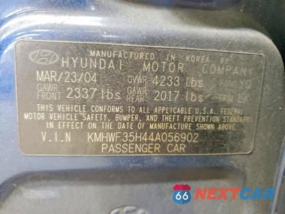 Zdjęcie 12 z 12 samochodu: 2004 HYUNDAI SONATA GLS VIN:KMHWF35H44A056902 - miniatura