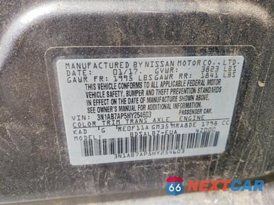 Zdjęcie 12 z 12 samochodu: 2017 NISSAN SENTRA S VIN:3N1AB7AP5HY254603 - miniatura