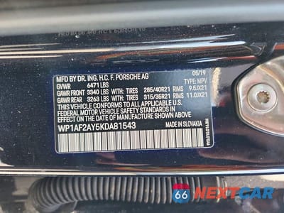 Zdjęcie 14 z 14 samochodu: 2019 PORSCHE CAYENNE TURBO VIN:WP1AF2AY5KDA81543 - miniatura